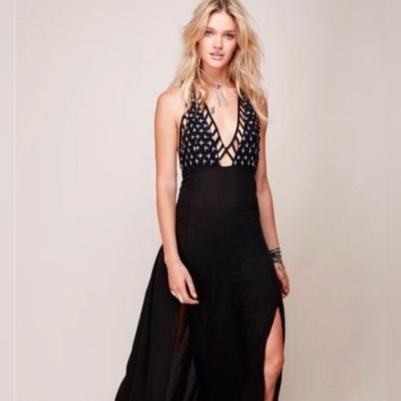 ZHEN NYMPH Zhennymph Free People Festival Black White Backless Cotton Dress M - Picture 1 of 7